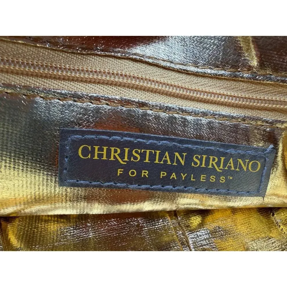 Christian Siriano for Payless I Love Shoes Print Zip Clutch Pouch White Gold